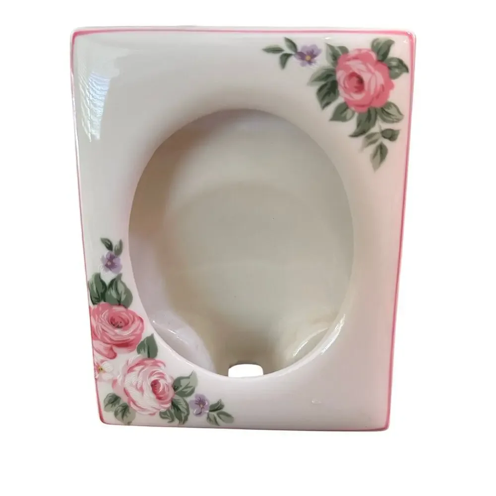 Vintage Takahashi White Floral Japan Porcelain Drop-In Photo Frame